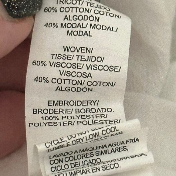 Lucky Brand Cotton Blend Embroidered Short Sleeve Peasant Top (XL) - Picture 8 of 10